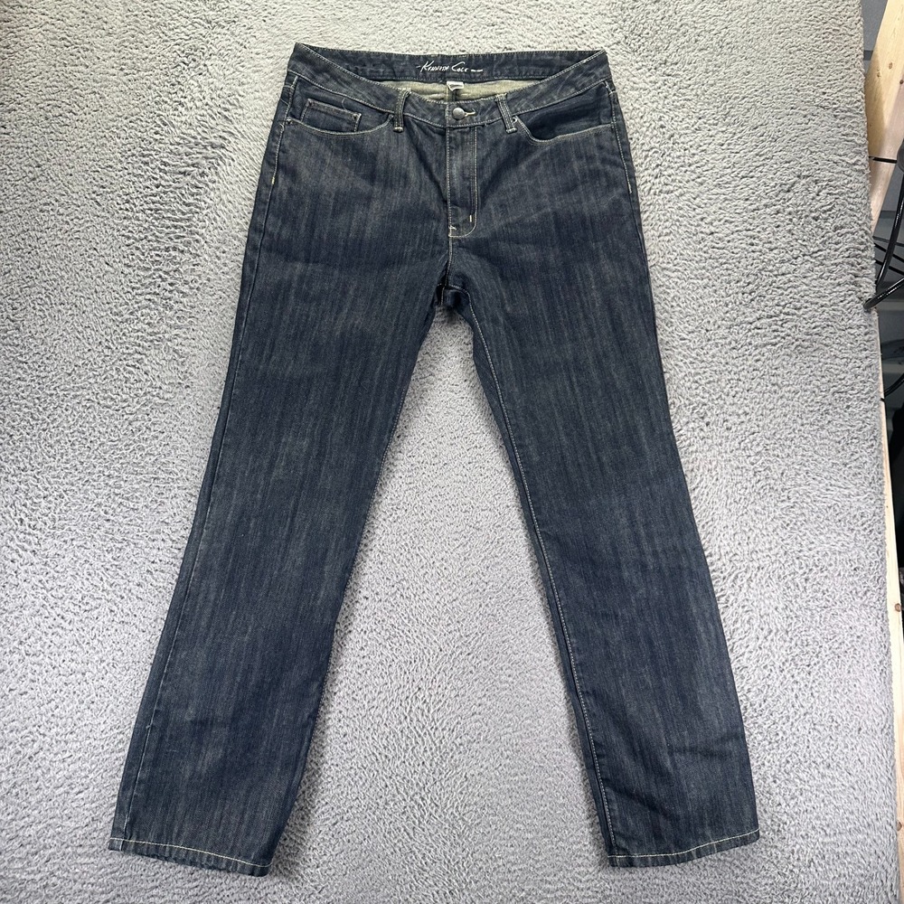 Kenneth‎ Cole Jeans Mens 34x32 Blue Cotton Denim Straight Faded Travel Workwear